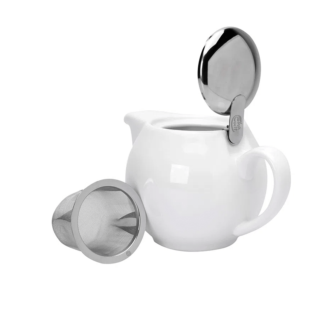 Bule de Porcelana com Infusor de Aço Inox Cult Branco 500ml – Talchá