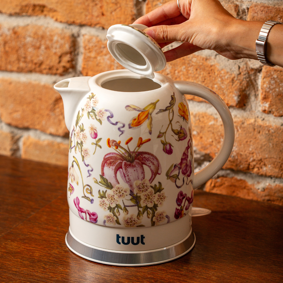Chaleira Elétrica de Porcelana Elegance Branca Florida – Talchá